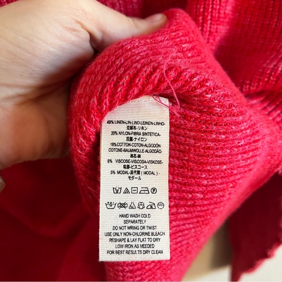 Free People Women’s Alana Pullover Knit Sweater Medium Red Off The Shoulder - Picture 5 of 7